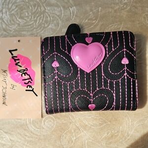 Betsey Johnson Black & Pink Heart Wallet